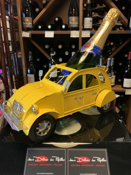 Porte bouteille Deux-chevaux jaune